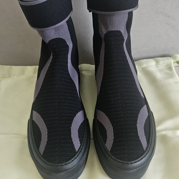 NWT Burberry Men's Black Knitted Stretch Sub High-top Sneakers - Picture 12 of 12